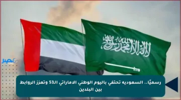رسميًا.. السعودية تحتفي باليوم الوطني الإماراتي الـ53 وتعزز الروابط بين البلدين
